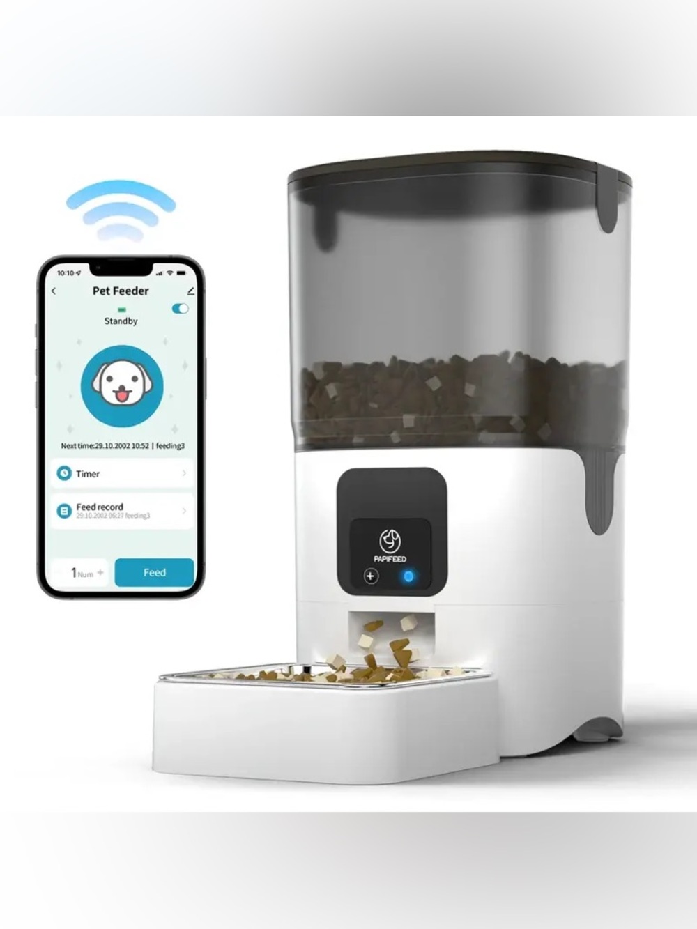 Papifeed Smart Automatic Pet Feeder APP Control Stainless Steel Bowl